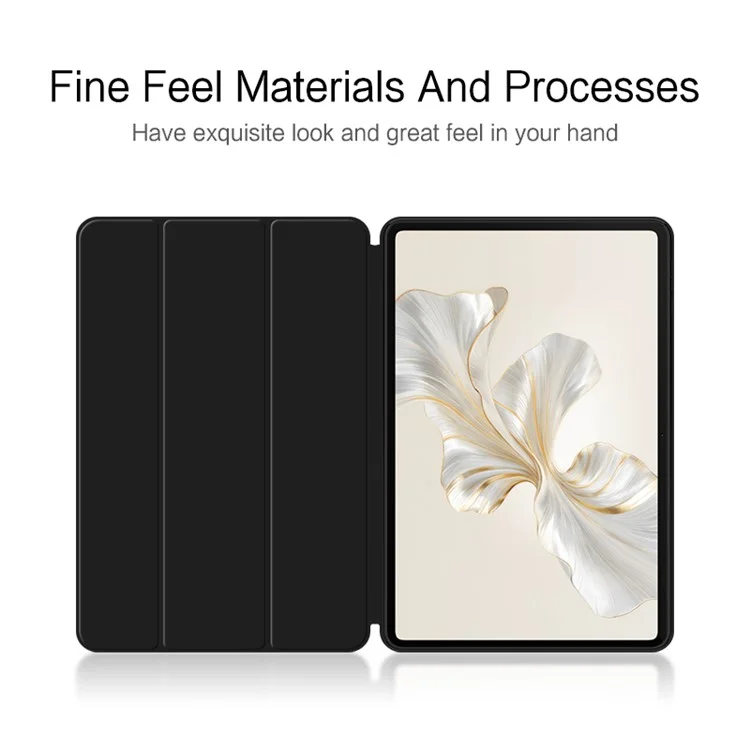 For Honor Pad 9 PU Leather Case Shockproof Trifold Stand Tablet Cover - Black