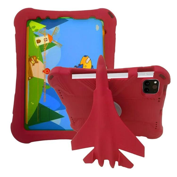 For iPad (2025) / 10.9 (2022) / Air (2020) / (2022) / iPad Pro 11 (2020) / (2021) / (2022) EVA Case Airplane Style Kickstand - Red