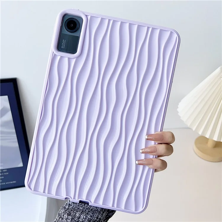 For Xiaomi Redmi Pad SE Water Ripple Texture Case Flexible TPU Shockproof Tablet Cover - Purple