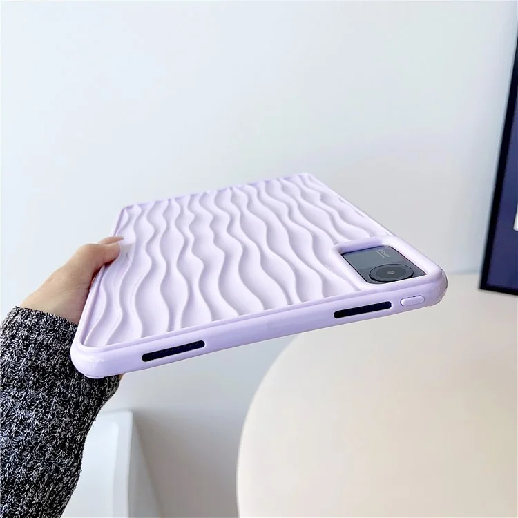 For Xiaomi Redmi Pad SE Water Ripple Texture Case Flexible TPU Shockproof Tablet Cover - Purple