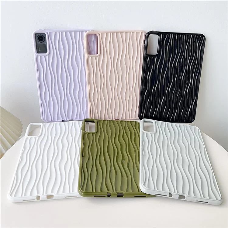 For Xiaomi Redmi Pad SE Water Ripple Texture Case Flexible TPU Shockproof Tablet Cover - Purple