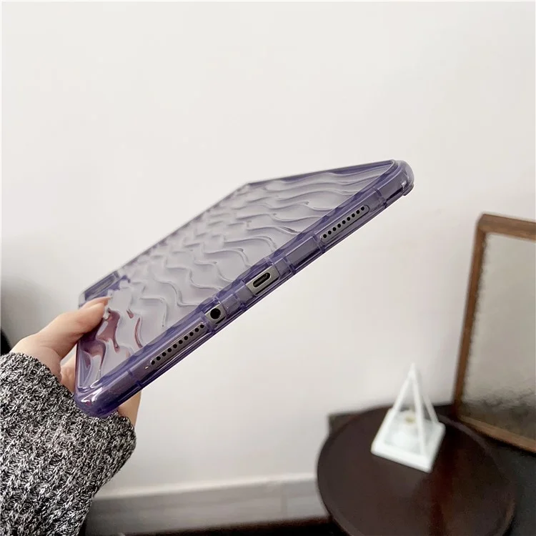 For Xiaomi Redmi Pad SE Clear TPU Case 3D Wave Texture Tablet Cover - Black