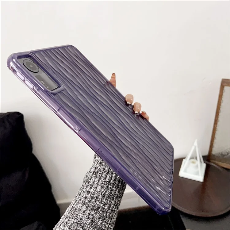 For Xiaomi Redmi Pad SE Clear TPU Case 3D Wave Texture Tablet Cover - Black