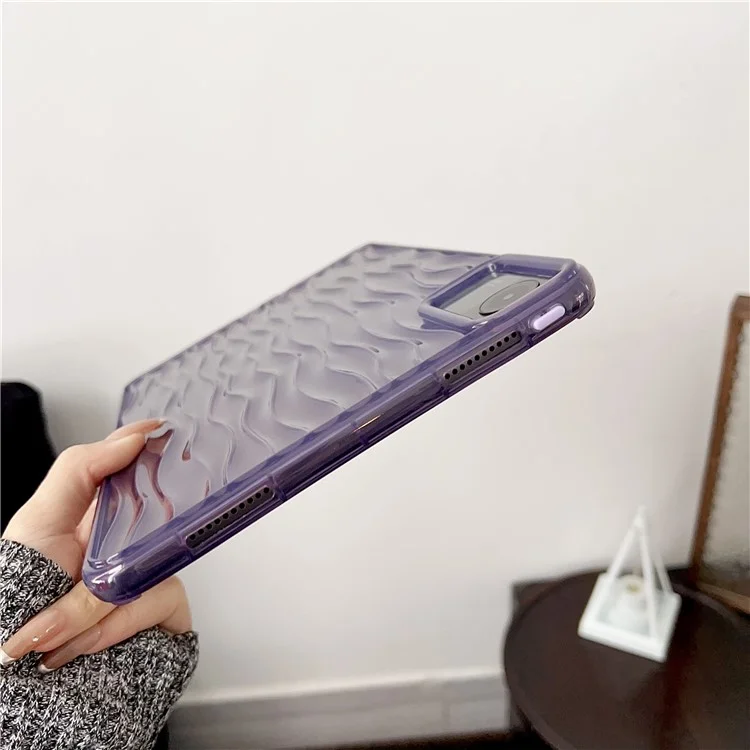 For Xiaomi Redmi Pad SE Clear TPU Case 3D Wave Texture Tablet Cover - Black