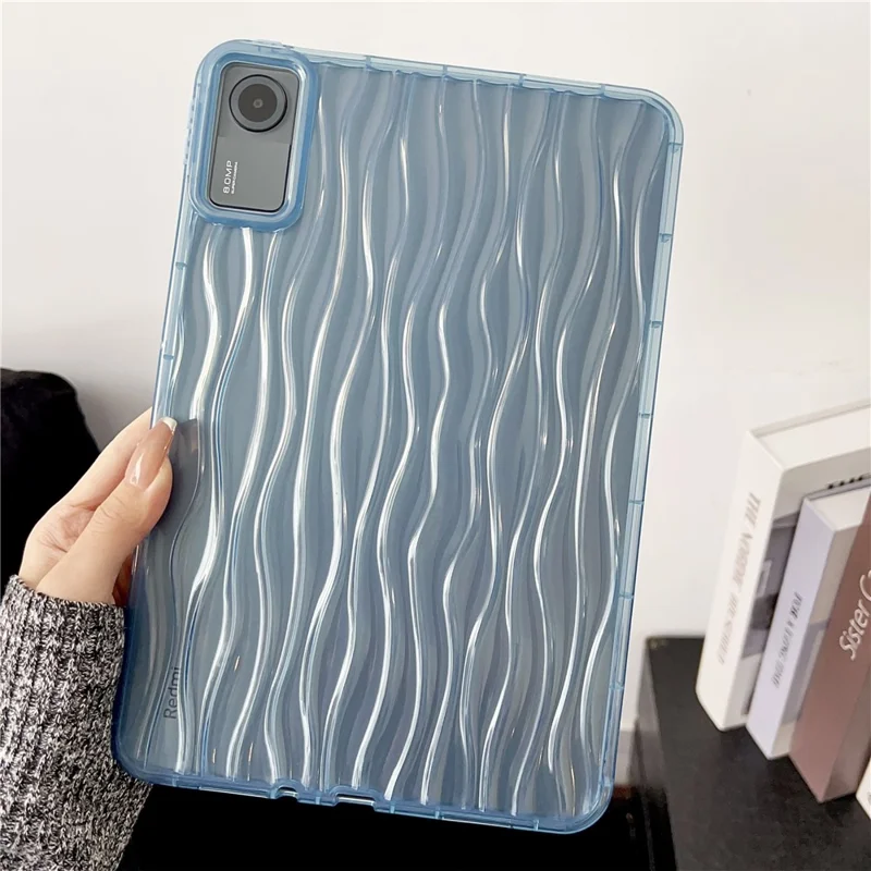 Gennemsigtig TPU-case til Xiaomi Redmi Pad SE med 3D bølgetekstur, tabeldæksel - Blå