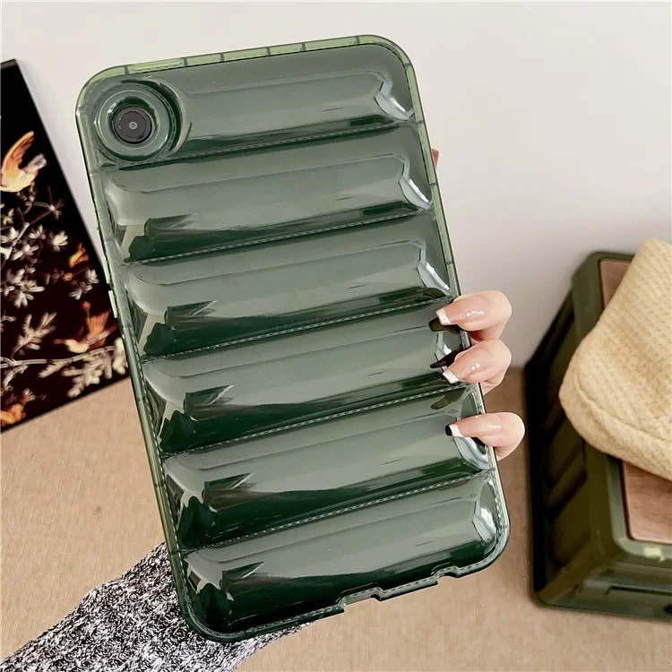 For Samsung Galaxy Tab A9+ Case Soft TPU Down Jacket Grain Tablet Cover - Green