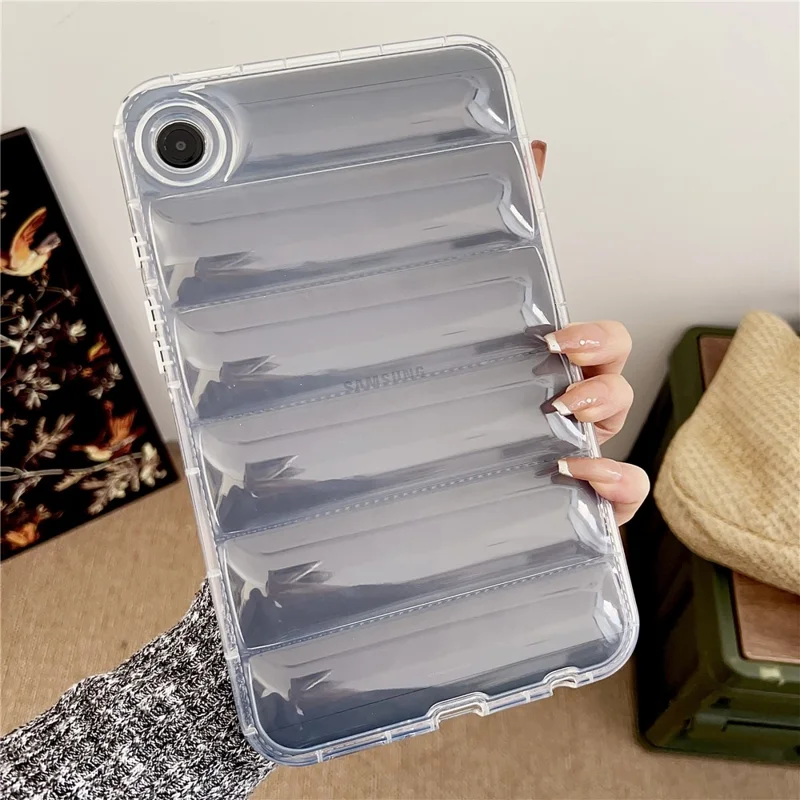 For Samsung Galaxy Tab A9+ Case Soft TPU Down Jacket Grain Tablet Cover - Transparent