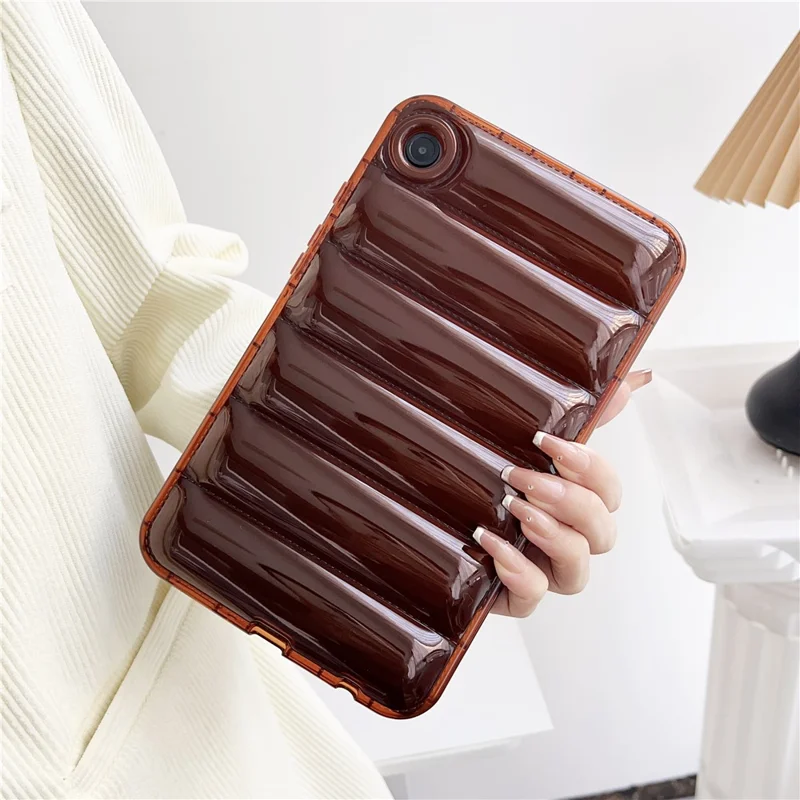 For Samsung Galaxy Tab A9 TPU Case Transparent Down Jacket Design Shock Absorption - Coffee