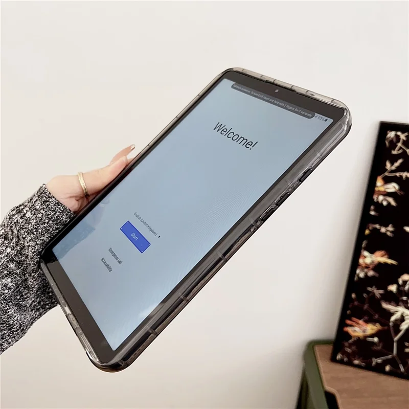 For Samsung Galaxy Tab A9 TPU Case Transparent Down Jacket Design Shock Absorption - Coffee
