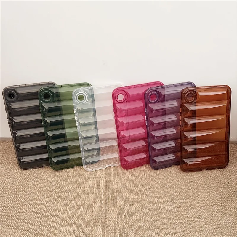 For Samsung Galaxy Tab A9 TPU Case Transparent Down Jacket Design Shock Absorption - Coffee