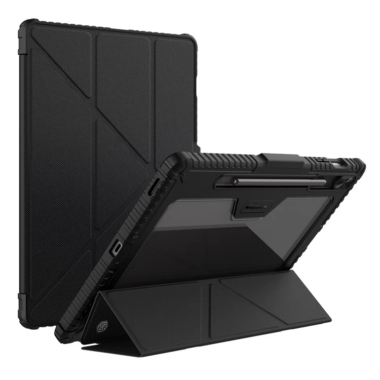 Étui en cuir Bumper Pro NILLKIN pour tablette Samsung Galaxy Tab S9 FE+ - Housse anti-chute avec réveil/veille automatique - Noir