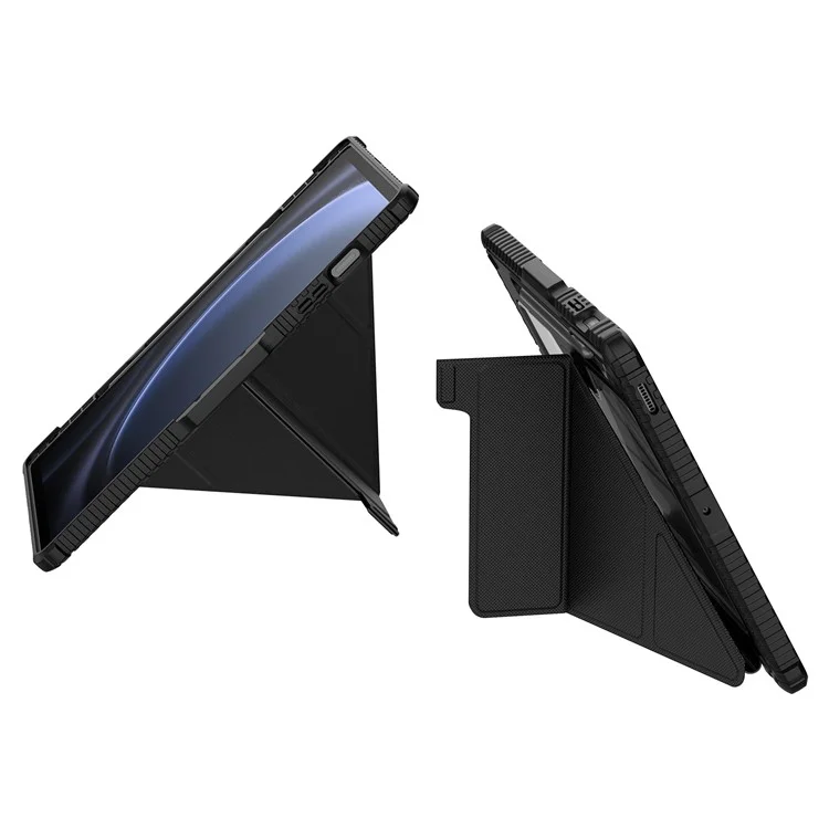 Étui en cuir Bumper Pro NILLKIN pour tablette Samsung Galaxy Tab S9 FE+ - Housse anti-chute avec réveil/veille automatique - Noir