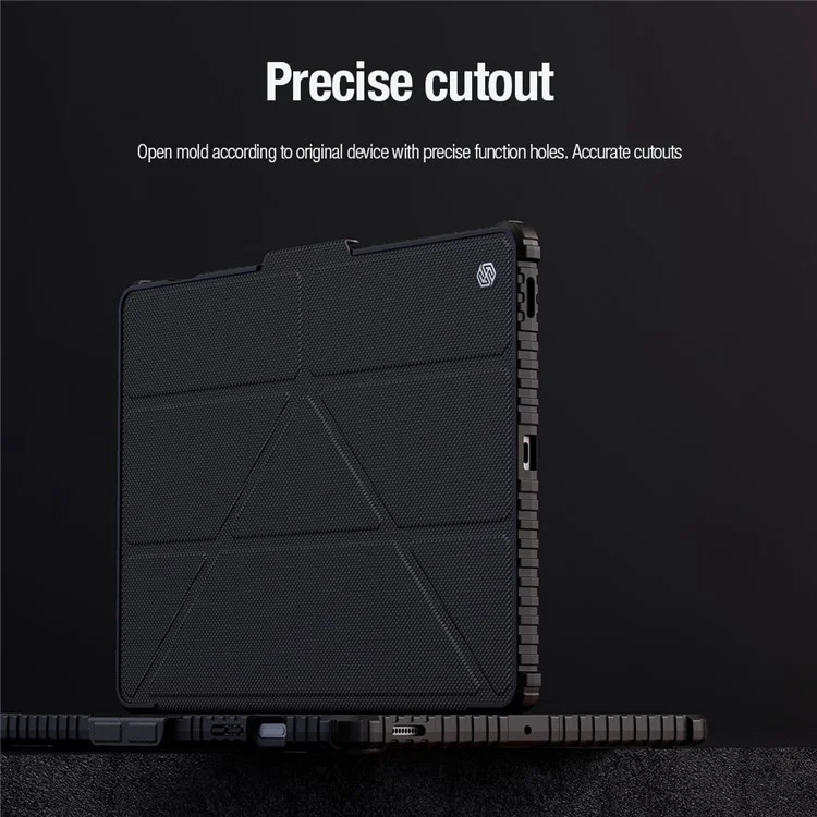 Étui en cuir Bumper Pro NILLKIN pour tablette Samsung Galaxy Tab S9 FE+ - Housse anti-chute avec réveil/veille automatique - Noir