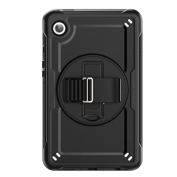 Pour Samsung Galaxy Tab A9 (SM-X110 / SM-X115) Étui de protection avec support, sangle à main et housse pour tablette - Noir