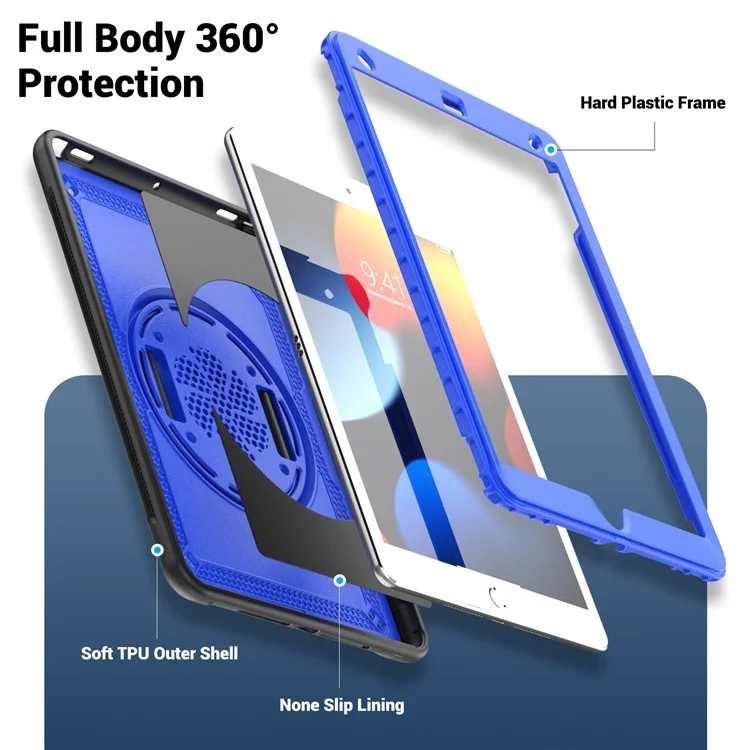 For iPad 10.2 (2019) / (2020) / (2021) / iPad Pro 10.5-inch (2017) / iPad Air 10.5 inch (2019) Case Hand Strap Tablet Cover - Dark Blue