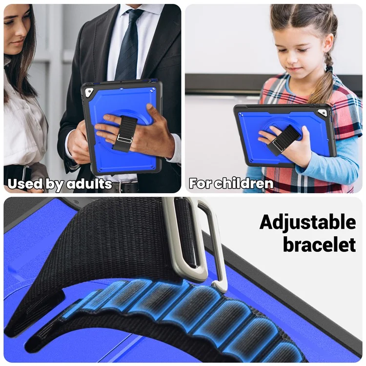 For iPad 10.2 (2019) / (2020) / (2021) / iPad Pro 10.5-inch (2017) / iPad Air 10.5 inch (2019) Case Hand Strap Tablet Cover - Dark Blue