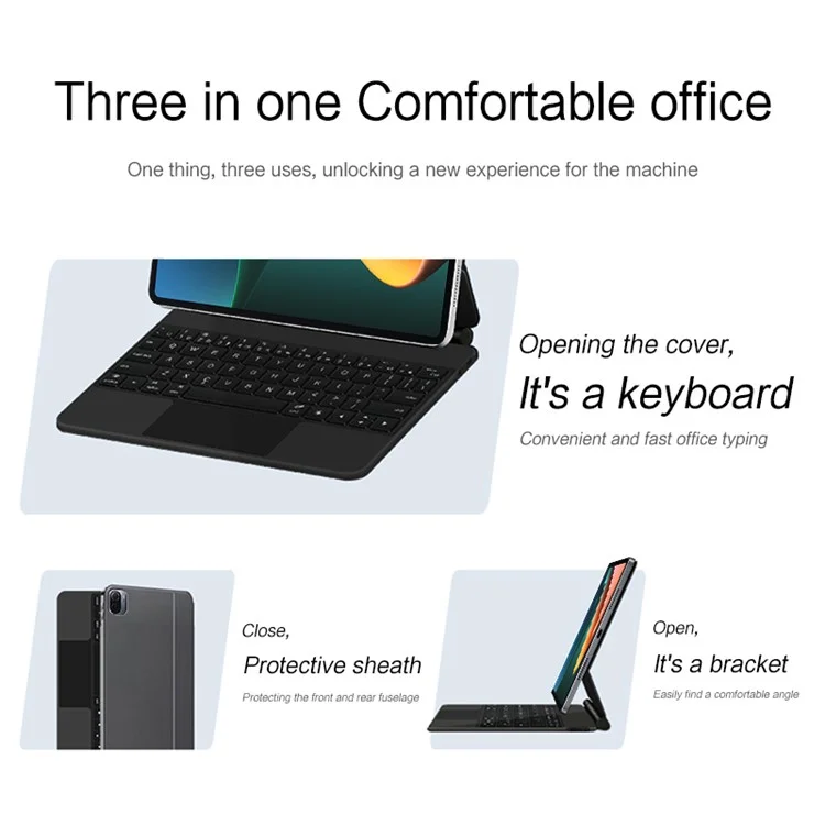 For Xiaomi Pad 5 Magnetic Floating Bluetooth-compatible Keyboard + Leather Tablet Case