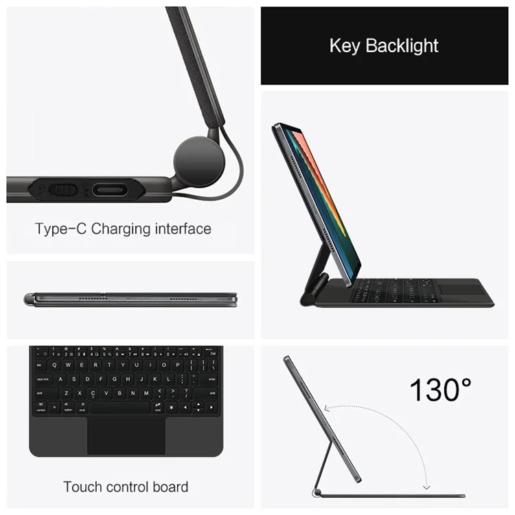 For Xiaomi Pad 5 Magnetic Floating Bluetooth-compatible Keyboard + Leather Tablet Case