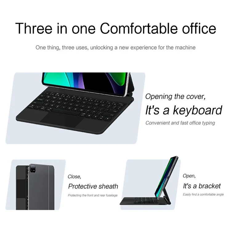 Para Xiaomi Pad 6 Teclado Bluetooth Magnético Flutuante + Capa de Tablet de Couro