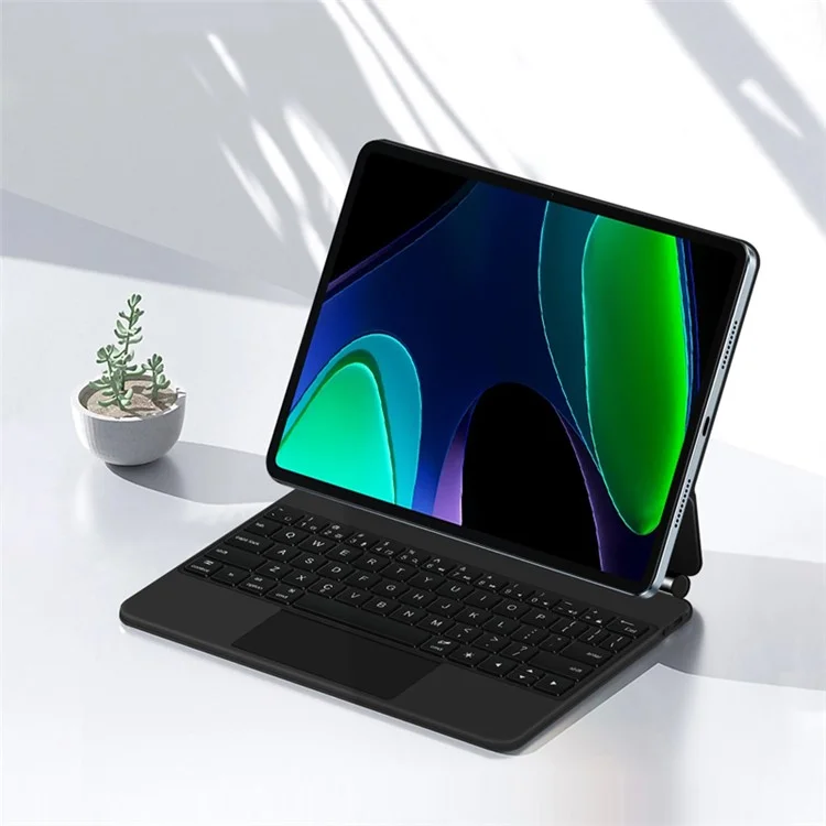 Para Xiaomi Pad 6 Teclado Bluetooth Magnético Flutuante + Capa de Tablet de Couro