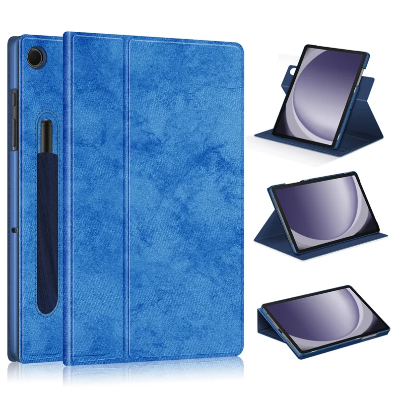 For Samsung Galaxy Tab A9+ SM-X210 SM-X216 SM-X218 Case Leather Tablet Rotary Stand Cover - Blue