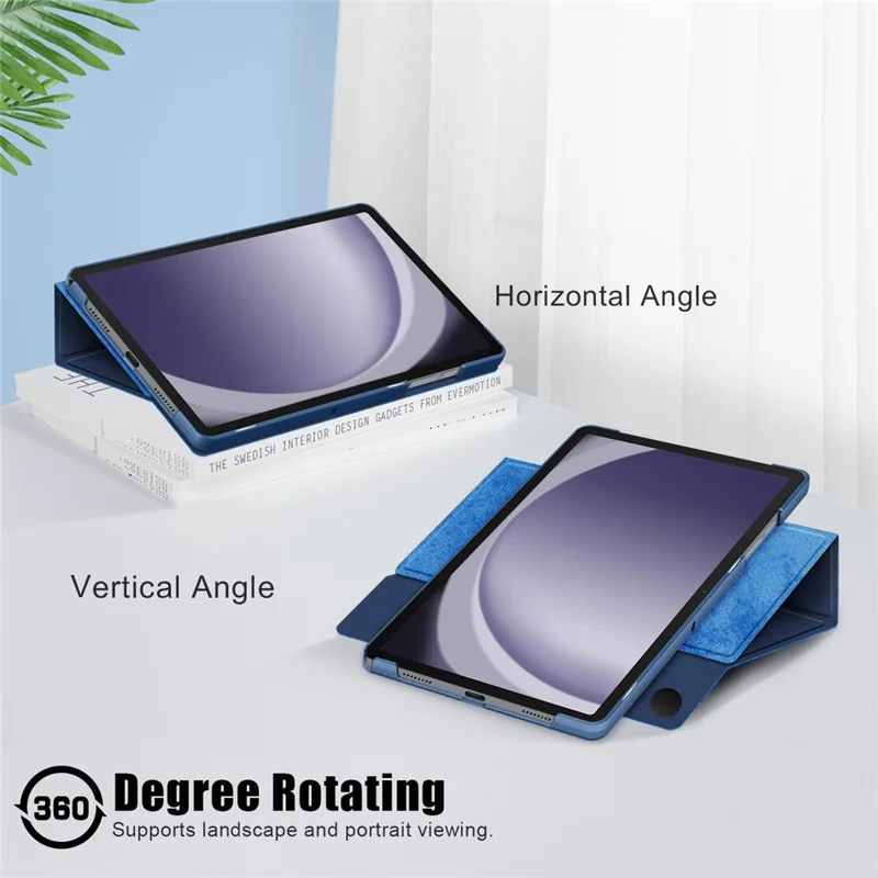 For Samsung Galaxy Tab A9+ SM-X210 SM-X216 SM-X218 Case Leather Tablet Rotary Stand Cover - Blue