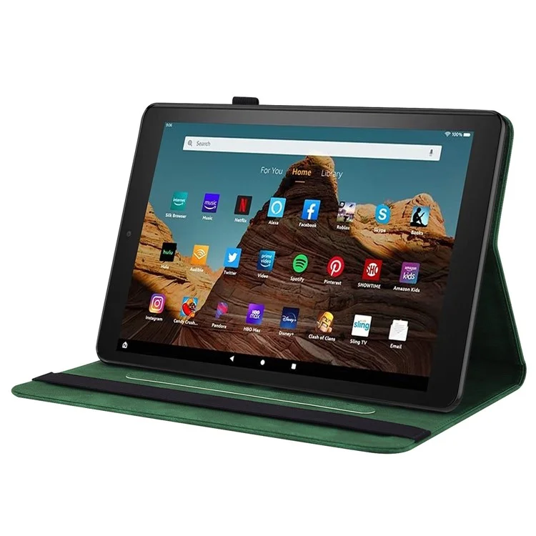 Para Amazon Fire HD 10 (2023) Leather Case Card Holder Stand Tablet Cover - Verde