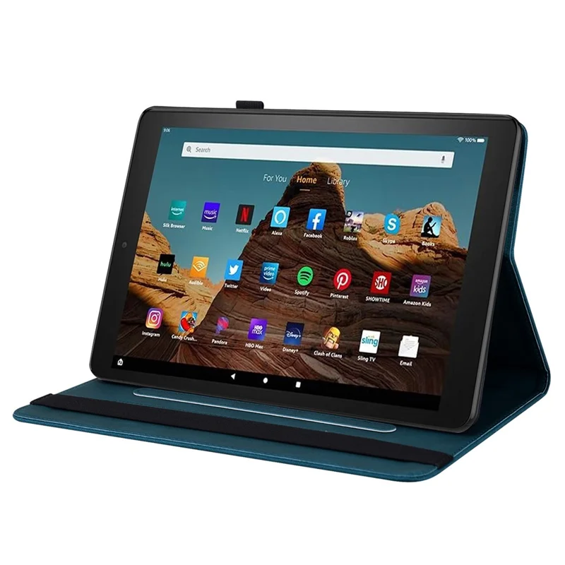 For Amazon Fire HD 10 (2023) Leather Case Card Holder Stand Tablet Cover - Dark Blue