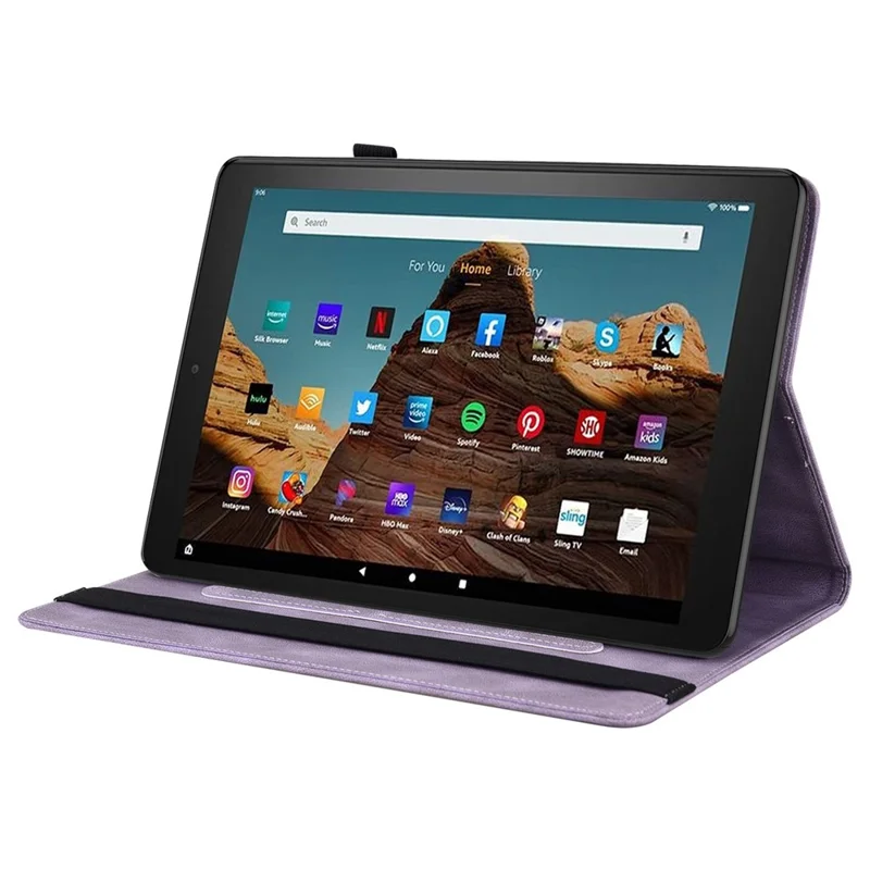 For Amazon Fire HD 10 (2023) Leather Case Card Holder Stand Tablet Cover - Purple