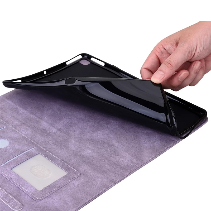 For Amazon Fire HD 10 (2023) Leather Case Card Holder Stand Tablet Cover - Purple