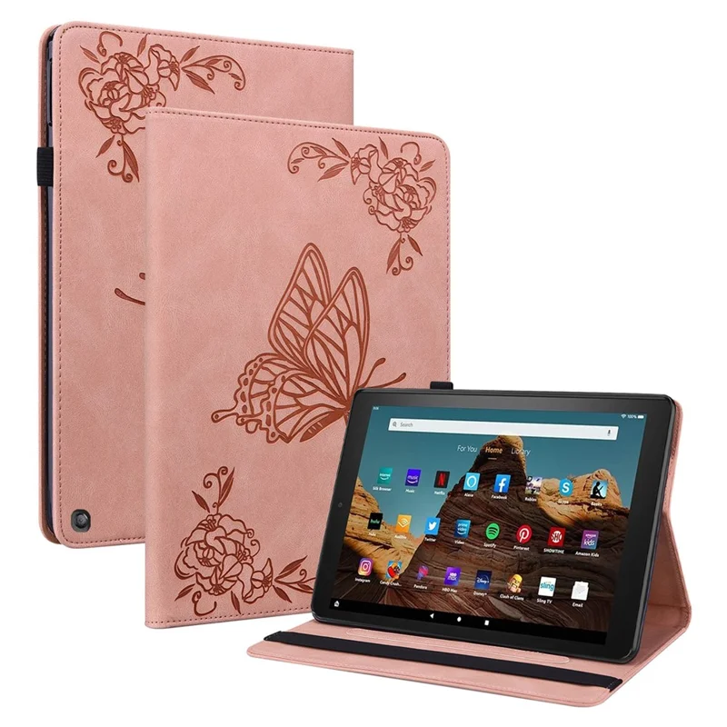 For Amazon Fire HD 10 (2023) Leather Case Card Holder Stand Tablet Cover - Pink