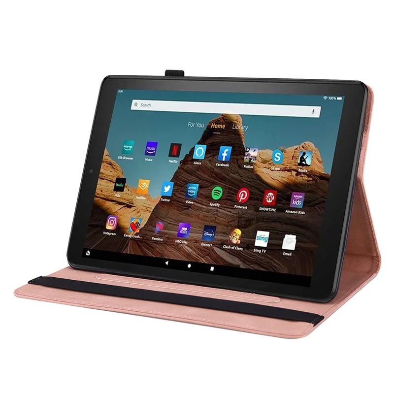 For Amazon Fire HD 10 (2023) Leather Case Card Holder Stand Tablet Cover - Pink