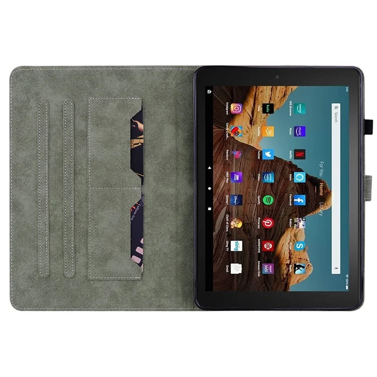 For Amazon Fire HD 10 (2023) Case Leather Tablet Cover with Card Slots Stand - Grey