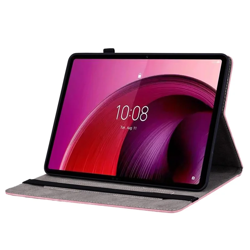 For Lenovo Tab M11 / Xiaoxin Pad 11 2024 Case Card Holder Stand PU Leather Tablet Cover - Pink
