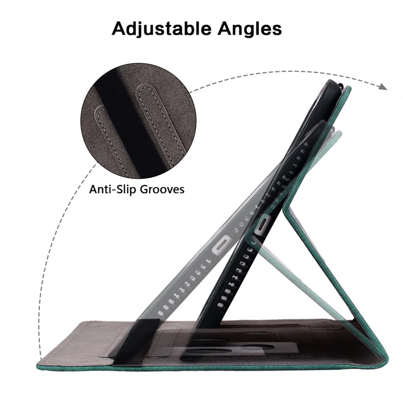 For Lenovo Tab M11 / Xiaoxin Pad 11 2024 Case Card Holder Stand PU Leather Tablet Cover - Green