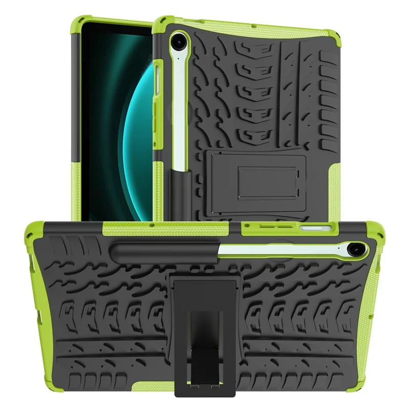 For Samsung Galaxy Tab S9 FE Kickstand Case TPU+PC Tablet Cover Tire Texture - Green