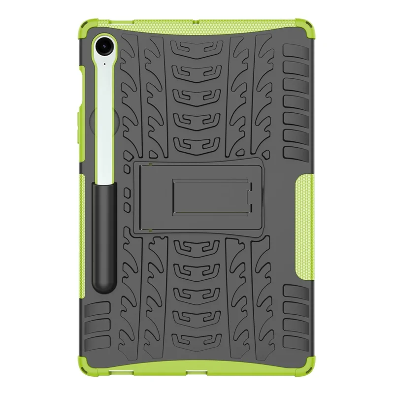 For Samsung Galaxy Tab S9 FE Kickstand Case TPU+PC Tablet Cover Tire Texture - Green