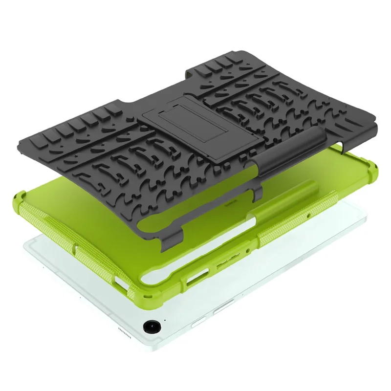 For Samsung Galaxy Tab S9 FE Kickstand Case TPU+PC Tablet Cover Tire Texture - Green