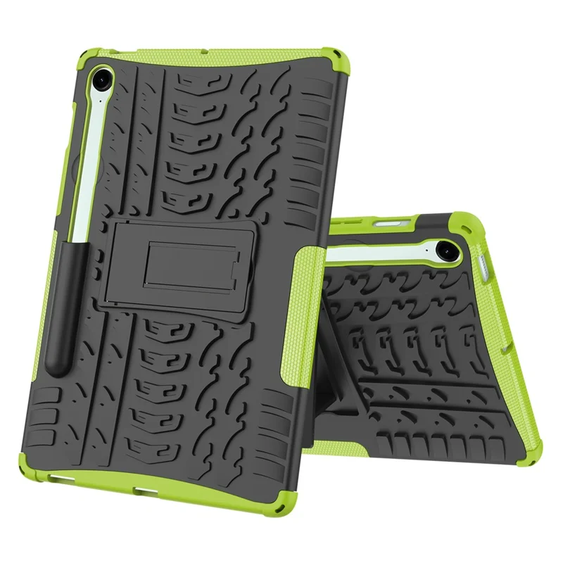 For Samsung Galaxy Tab S9 FE Kickstand Case TPU+PC Tablet Cover Tire Texture - Green