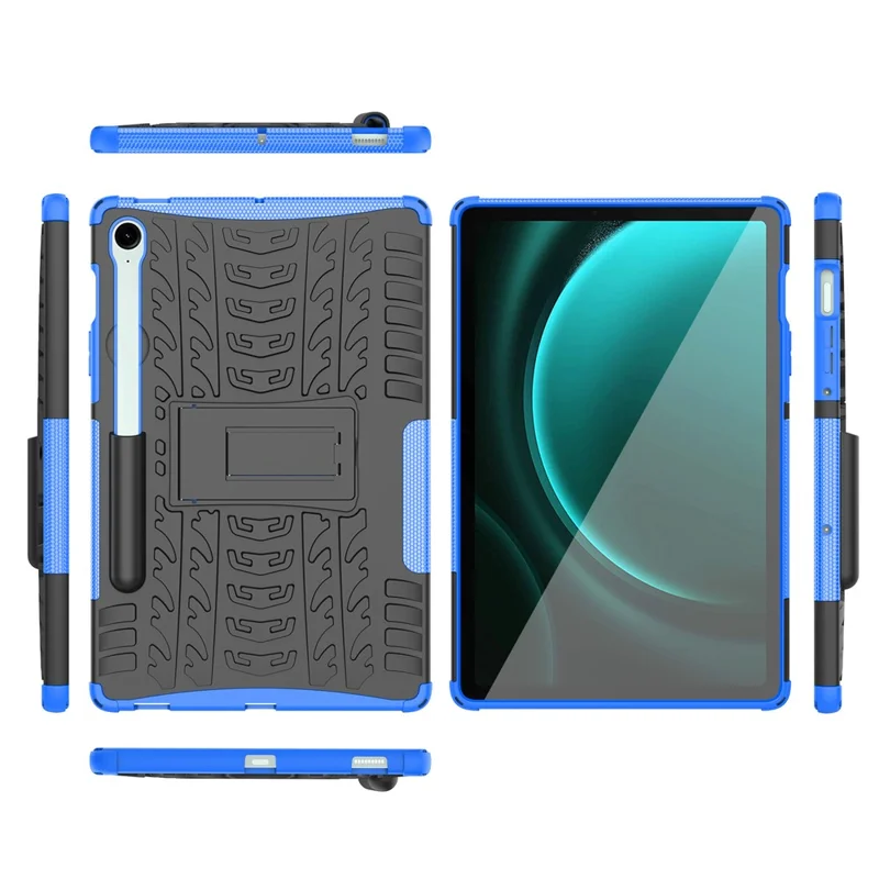 Funda con soporte para Samsung Galaxy Tab S9 FE Funda de tablet TPU+PC con textura de neumático - Azul