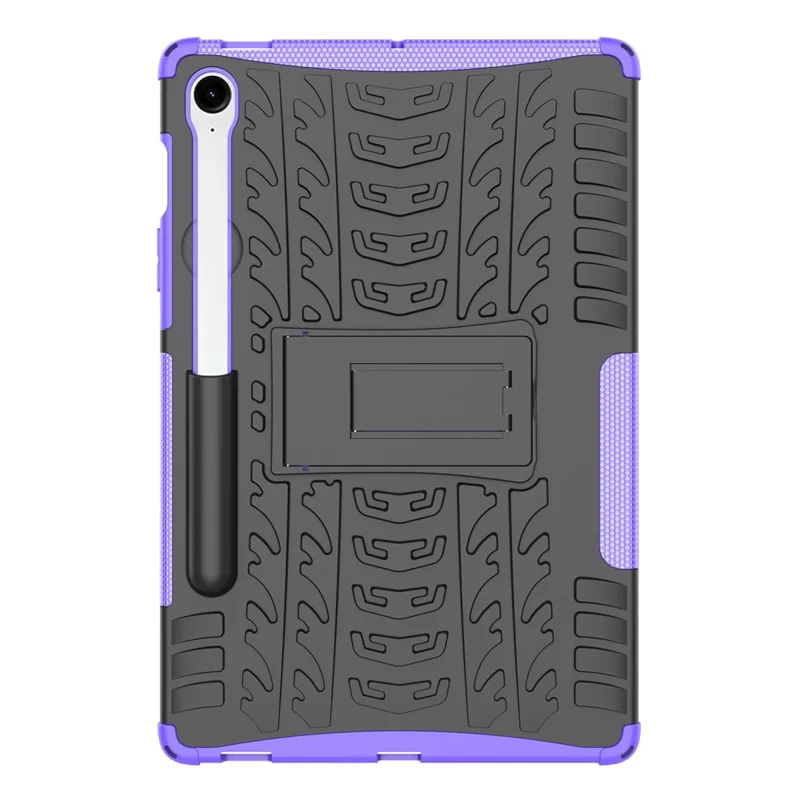 Para Samsung Galaxy Tab S9 FE Kickstand Case TPU+PC Capa de Tablet Textura de Pneu - Roxo