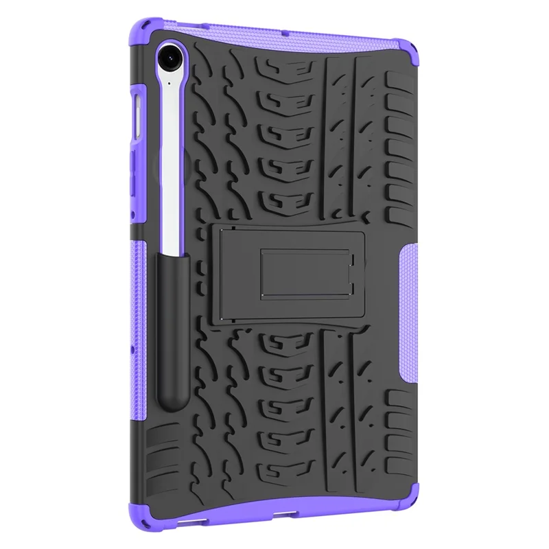 Para Samsung Galaxy Tab S9 FE Kickstand Case TPU+PC Capa de Tablet Textura de Pneu - Roxo