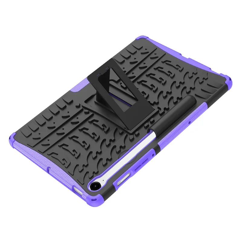 Para Samsung Galaxy Tab S9 FE Kickstand Case TPU+PC Capa de Tablet Textura de Pneu - Roxo