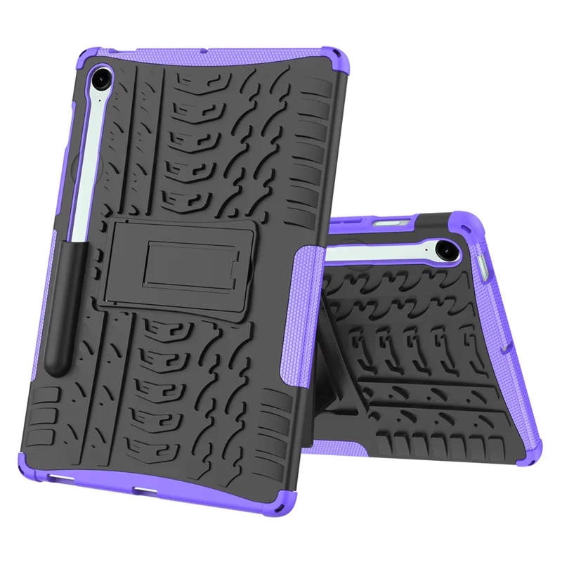 Para Samsung Galaxy Tab S9 FE Kickstand Case TPU+PC Capa de Tablet Textura de Pneu - Roxo