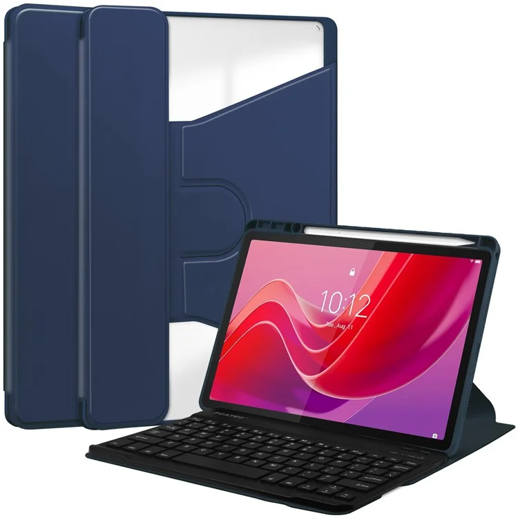 Für Lenovo Tab M11 / Xiaoxin Pad 11 2024 Hülle PU+Acryl Tablet Ständer Cover mit Bluetooth-Tastatur - Dunkelblau