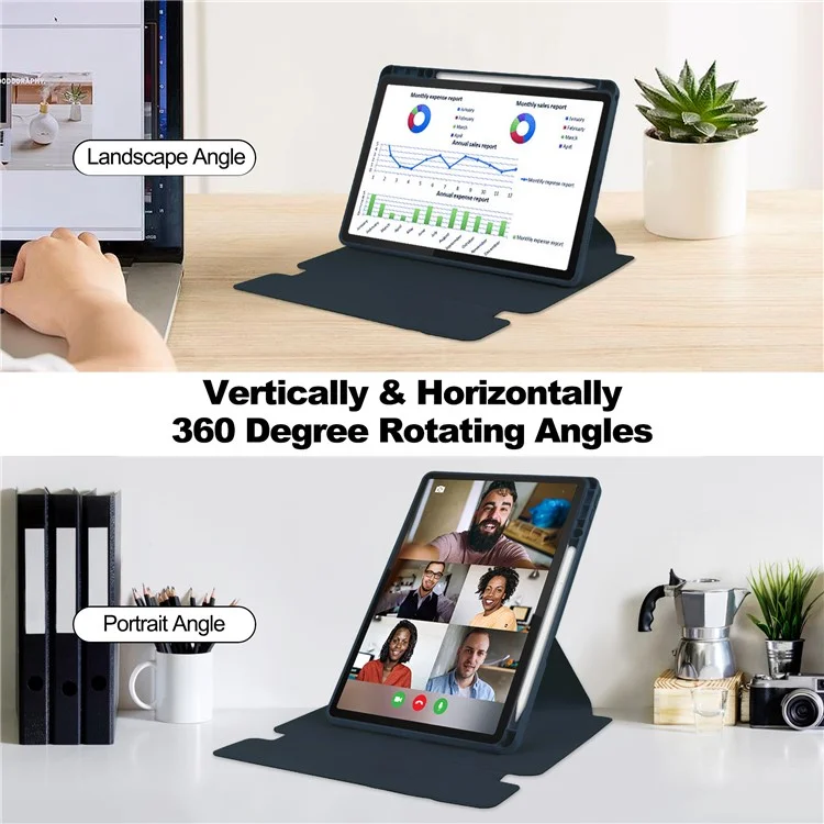 Für Lenovo Tab M11 / Xiaoxin Pad 11 2024 Hülle PU+Acryl Tablet Ständer Cover mit Bluetooth-Tastatur - Dunkelblau