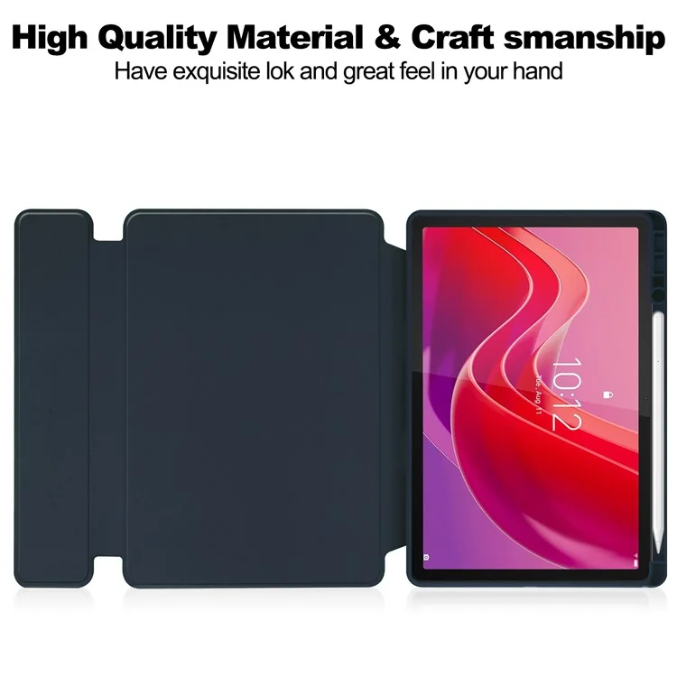 Für Lenovo Tab M11 / Xiaoxin Pad 11 2024 Hülle PU+Acryl Tablet Ständer Cover mit Bluetooth-Tastatur - Dunkelblau