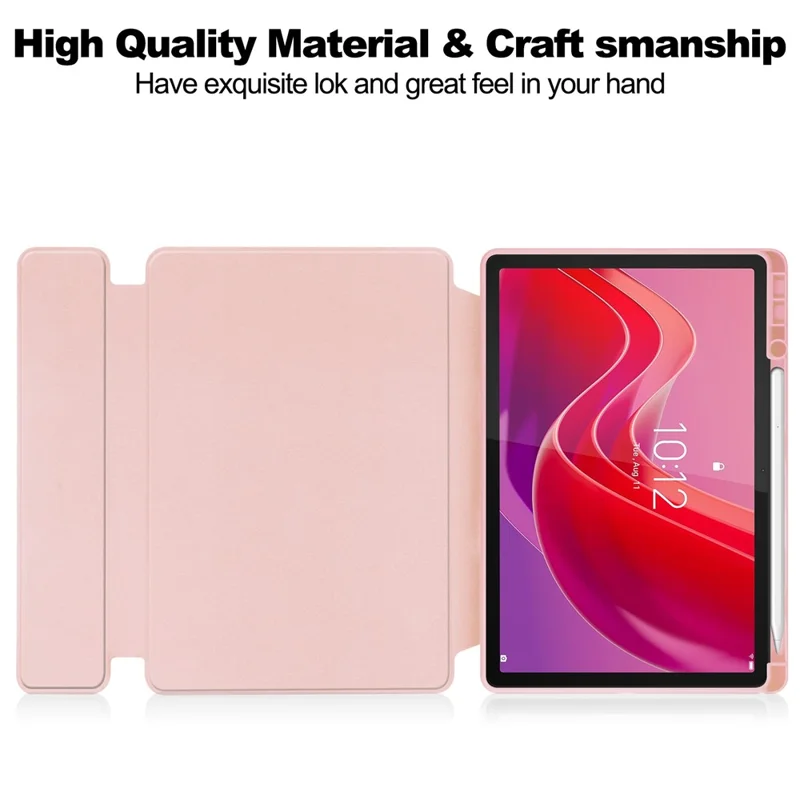 For Lenovo Idea Tab / Tab M11 / Xiaoxin Pad 11 2024 Case PU+Acrylic Tablet Stand Cover with Bluetooth-compatible Keyboard - Pink
