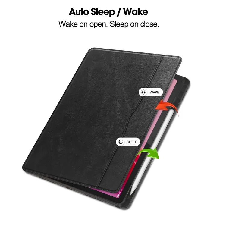 Pour le Lenovo Tab M11 / Xiaoxin Pad 11 2024 Étui Antichoc Cuir Réveil Automatique / Veille Étui de Tablette de Support - Noir
