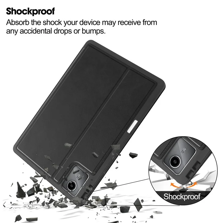 Pour le Lenovo Tab M11 / Xiaoxin Pad 11 2024 Étui Antichoc Cuir Réveil Automatique / Veille Étui de Tablette de Support - Noir